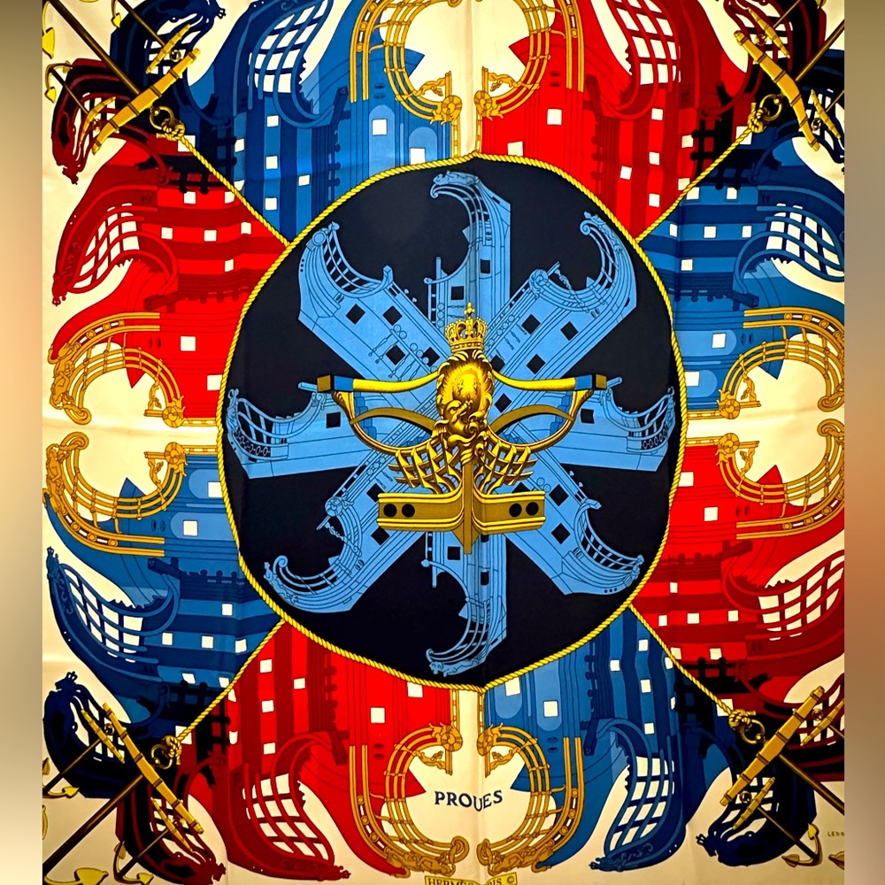 Vintage Hermes Proues Silk Scarf